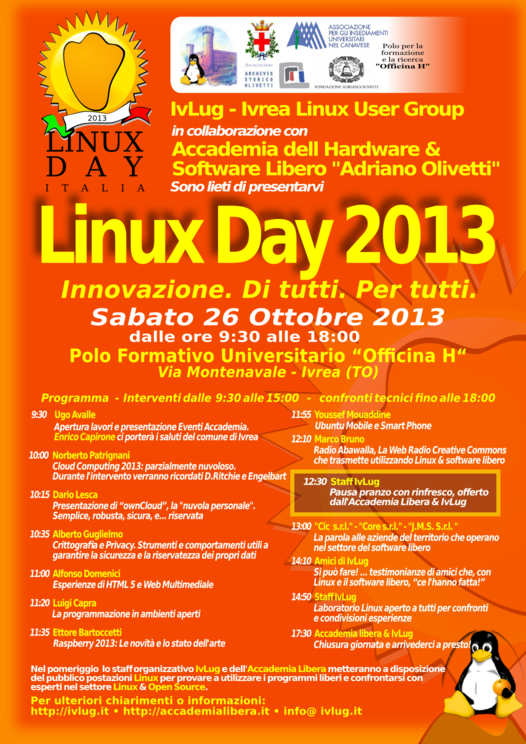 LinuxDay 2013 - Manifesto programma